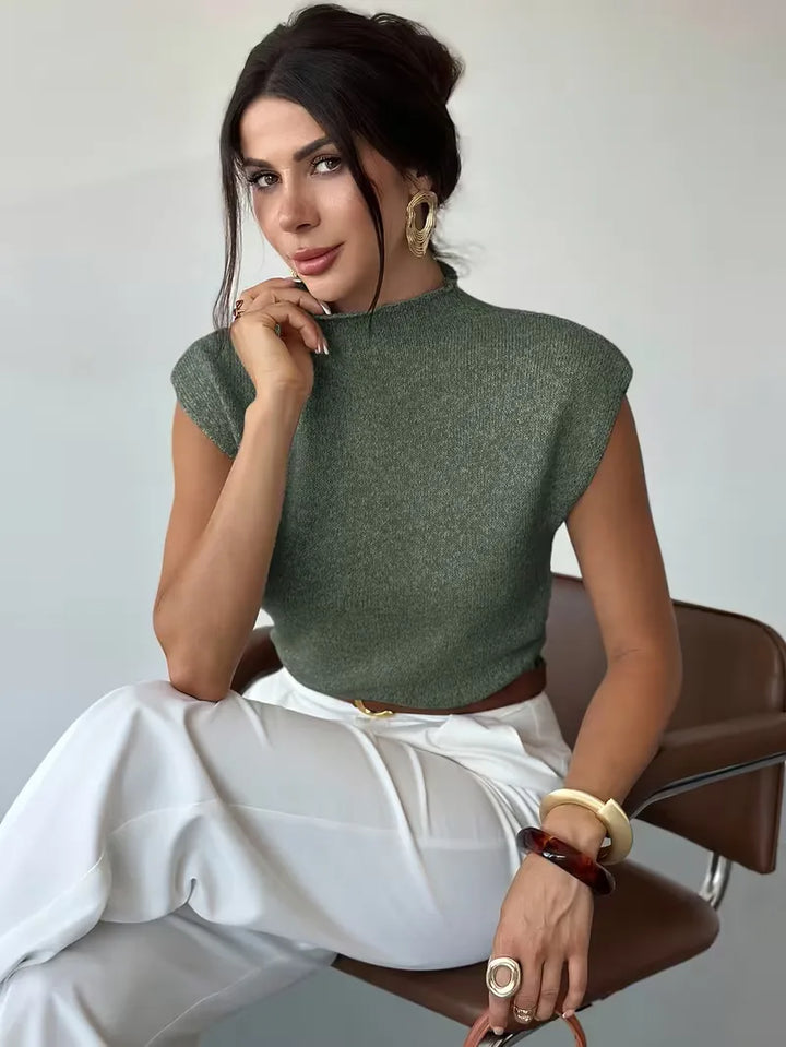 Mouwloos vest met mock neck