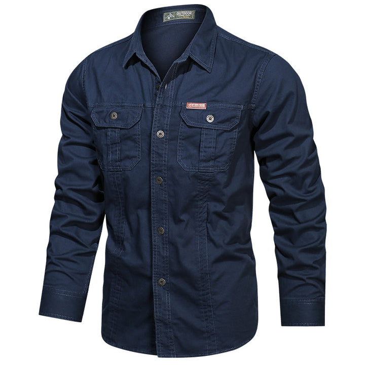 Daan | Stijlvolle herenoverhemd met zakken in de kleur Donkerblauw voor heren in stijl ideaal voor de winter
