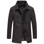 Daan | Winddichte fleece lange jas in effen kleur in de kleur Zwart voor heren in Outdoor stijl ideaal voor de herfst.
