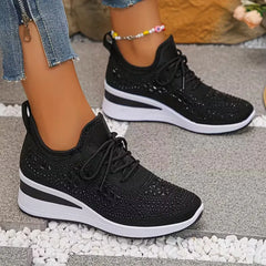 Platform sneakers met gebreide bovenkant