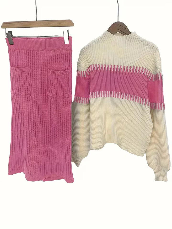Tweedelige set met ribbed textuur