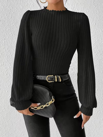 Bodysuit met rib-knit en lange mouwen