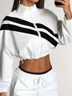 Track jacket met elastische manchetten