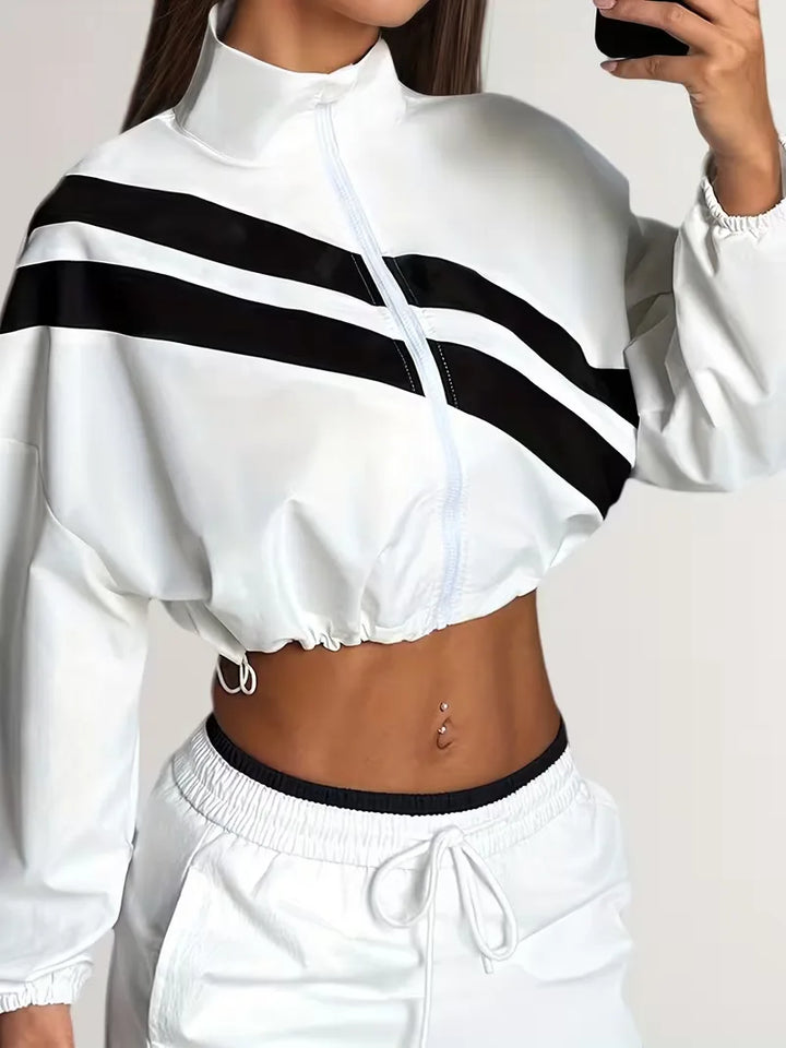 Track jacket met elastische manchetten