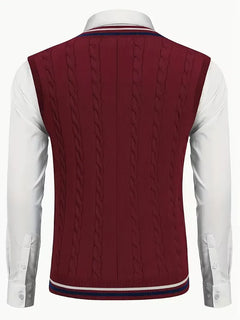 Mouwloos gebreid vest met V-hals