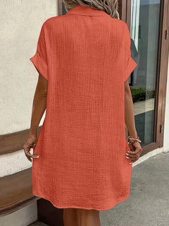 Overhemdjurk met V-neck en korte mouwen