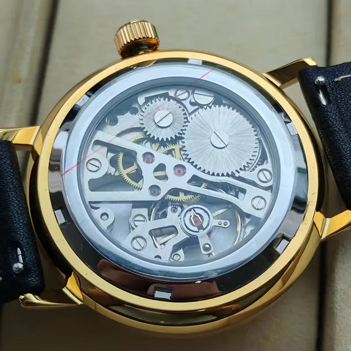 Analoge horloge met leren band