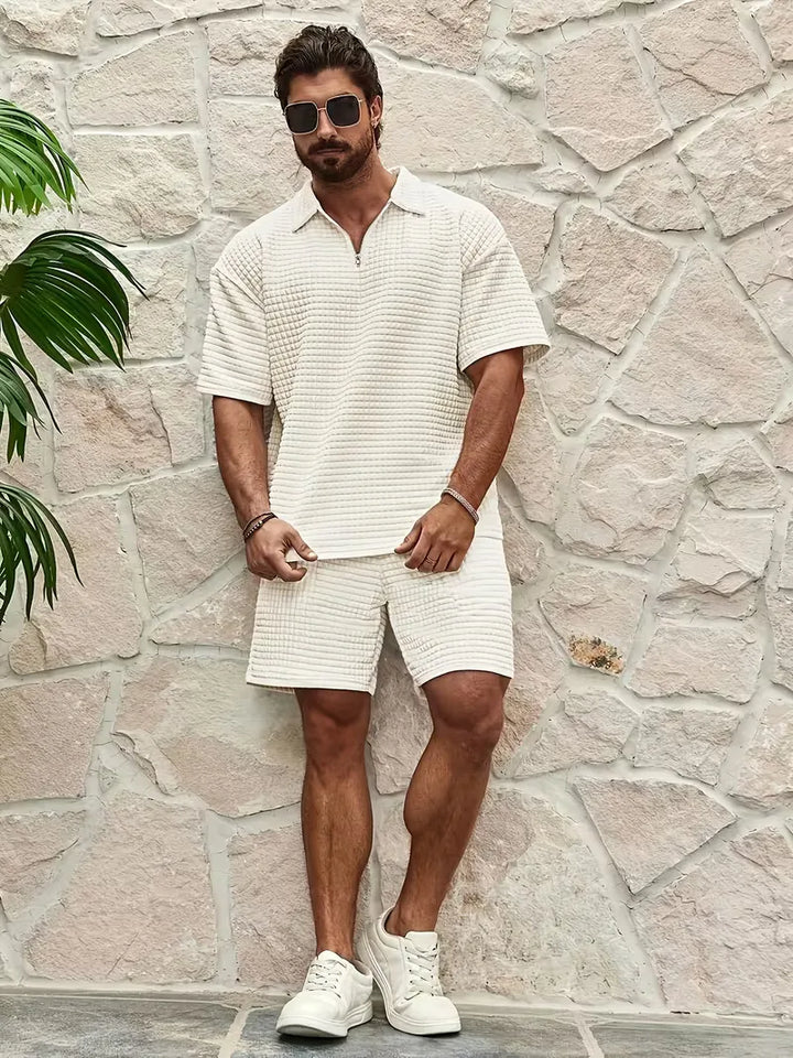 Shorts met V-neck en textuur