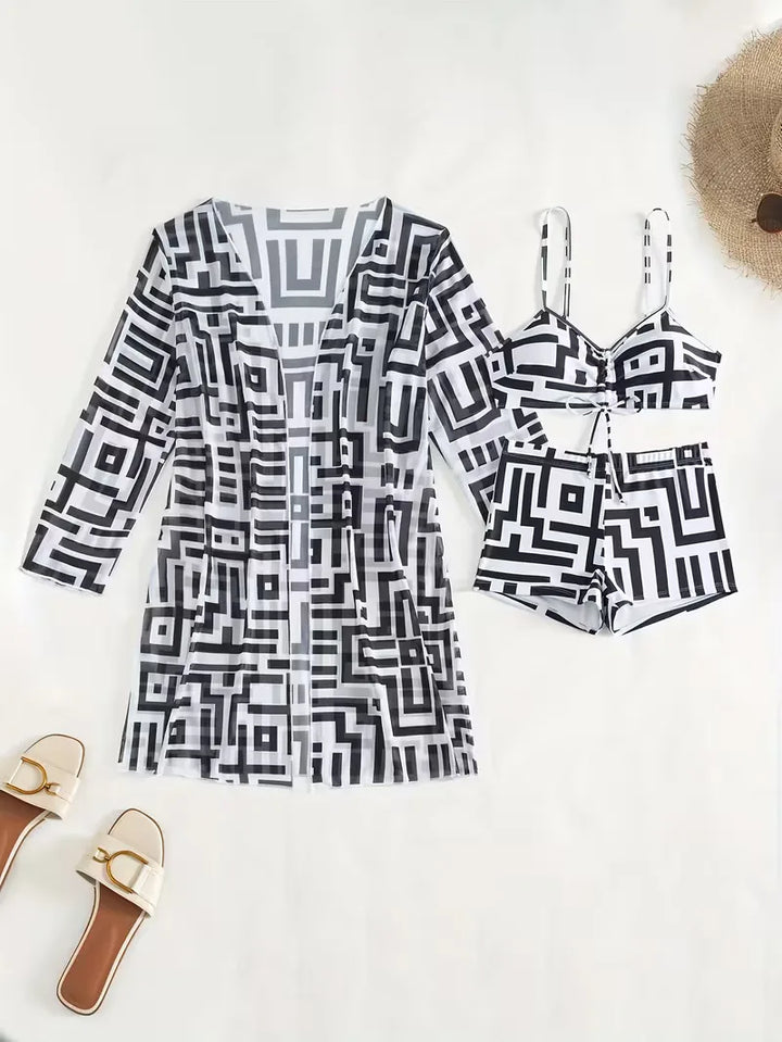 Driedelige set met geometrisch patroon