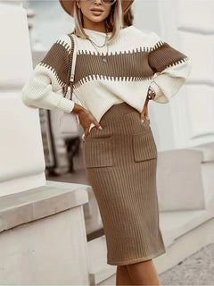 Tweedelige set met ribbed textuur