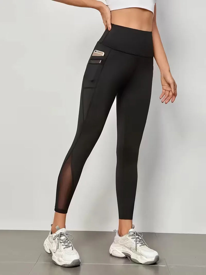 Legging met hoge taille en mesh panelen