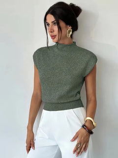 Mouwloos vest met mock neck