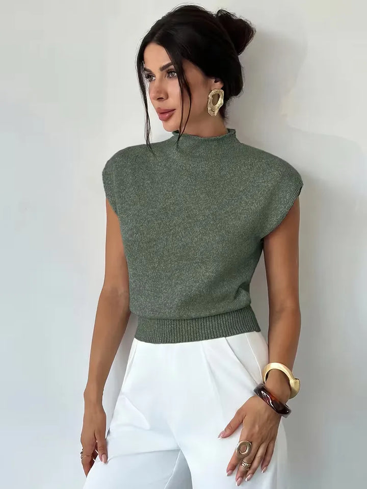 Mouwloos vest met mock neck