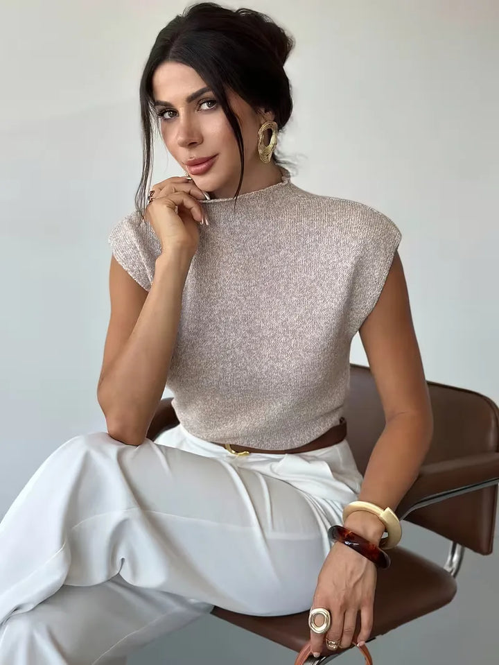 Mouwloos vest met mock neck