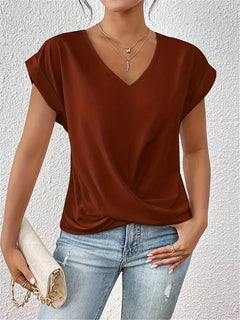 V-hals T-shirt met draped front