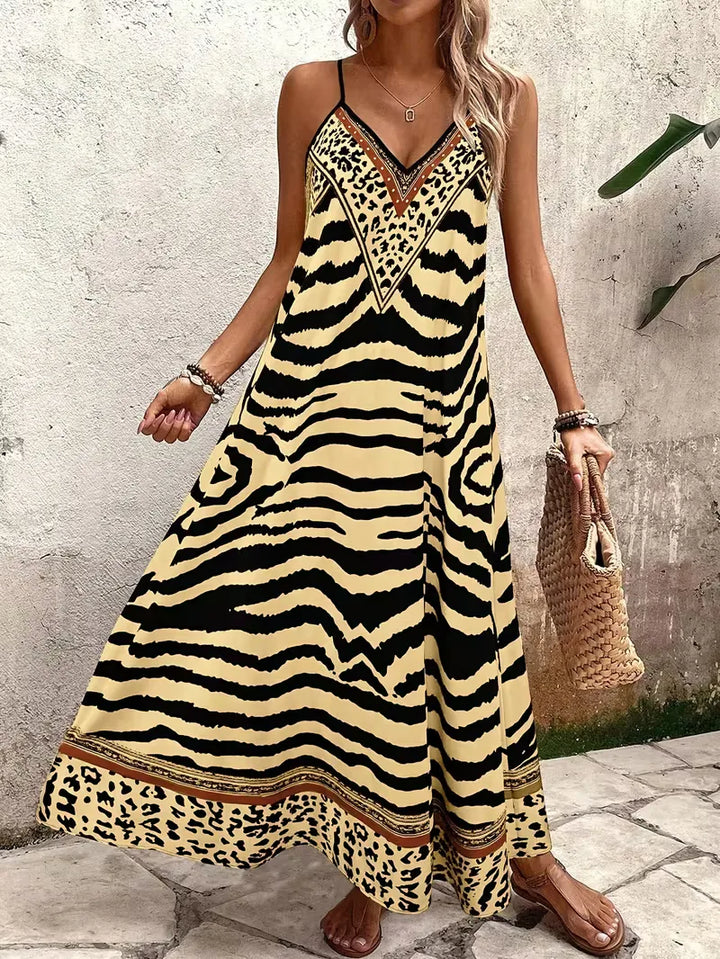 Maxi jurk met leopard print
