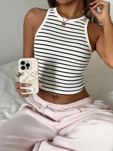 Crop top met ribbelstructuur