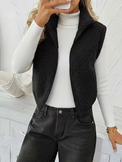 Vest met rits en faux shearling