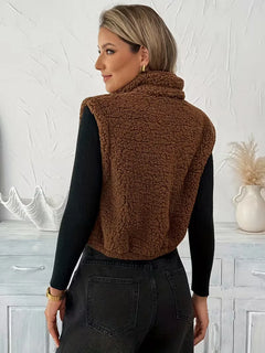 Vest met rits en faux shearling