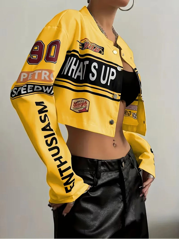 Bomberjack met graphic text