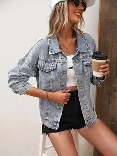 Spijkerjas met sequin fringe detail