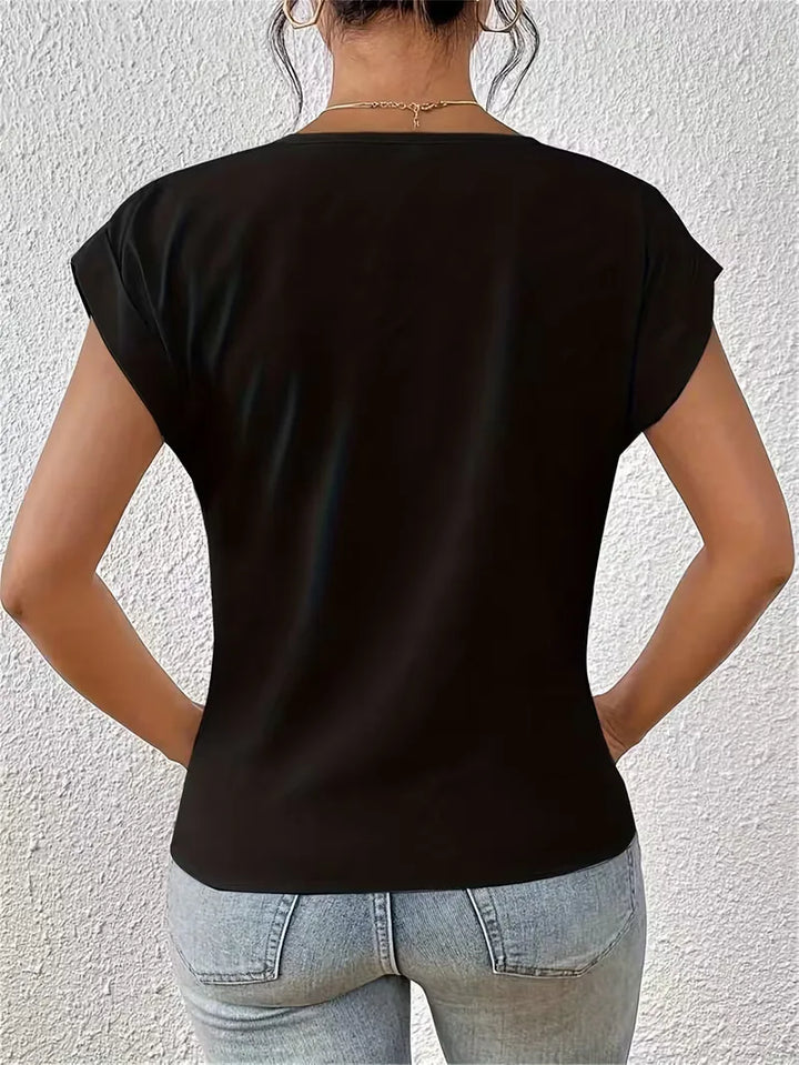 V-hals T-shirt met draped front