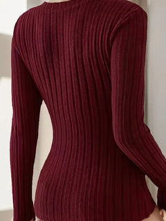 Longsleeve met V-hals en ribbelstructuur