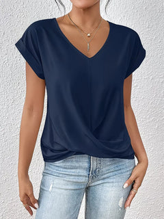 V-hals T-shirt met draped front