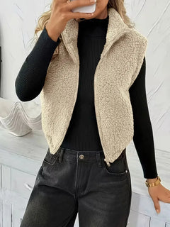 Vest met rits en faux shearling