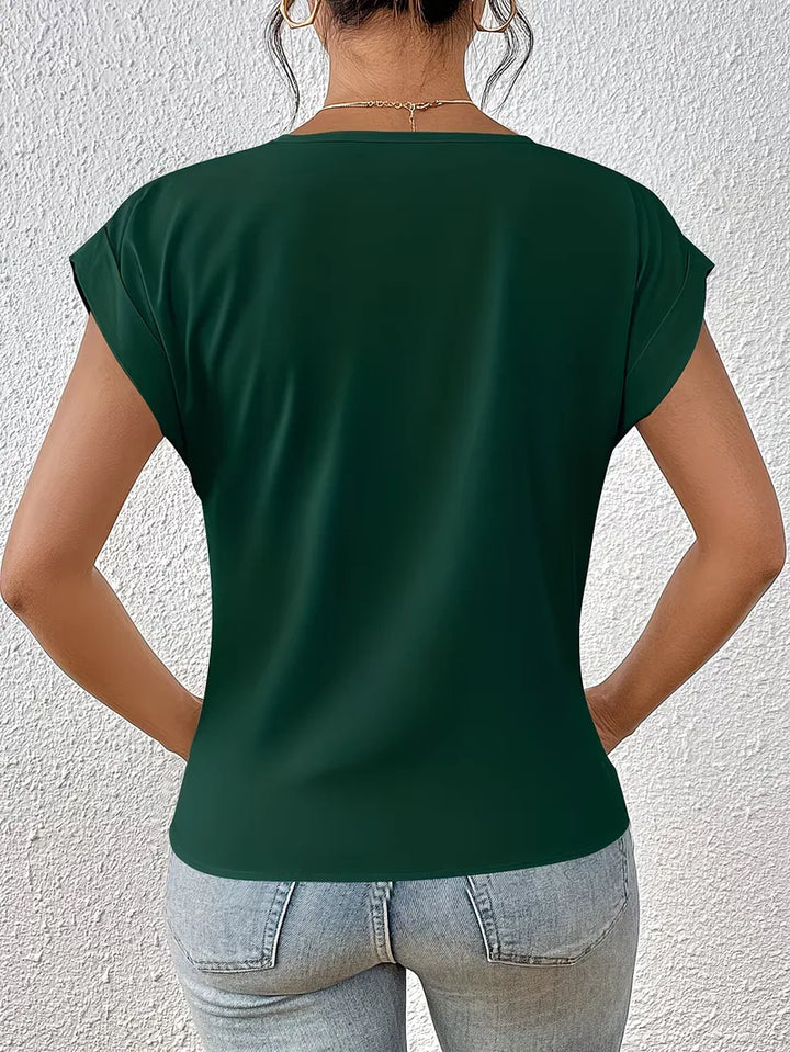 V-hals T-shirt met draped front