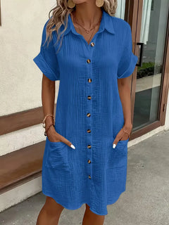 Overhemdjurk met V-neck en korte mouwen