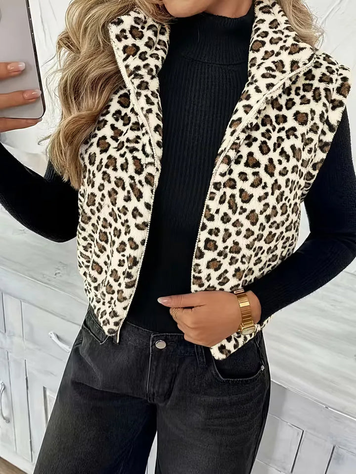 Vest met rits en faux shearling