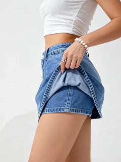 Denim rok met hoge taille