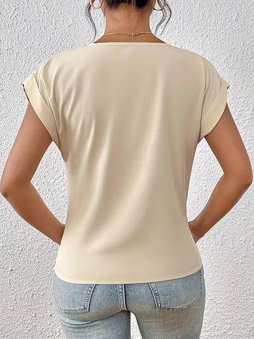V-hals T-shirt met draped front