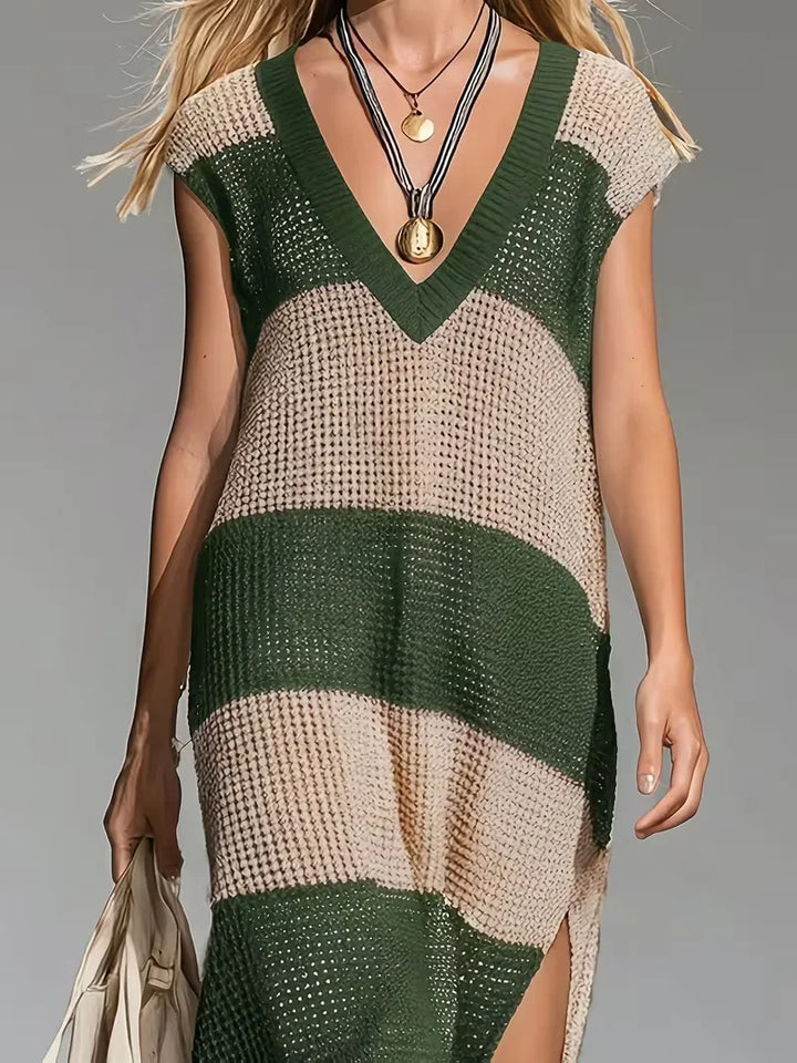 Maxi cover-up met V-hals