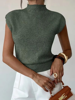 Mouwloos vest met mock neck