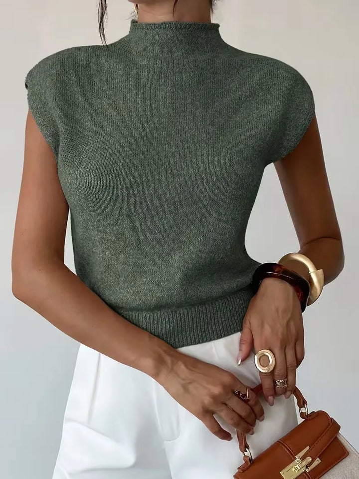 Mouwloos vest met mock neck