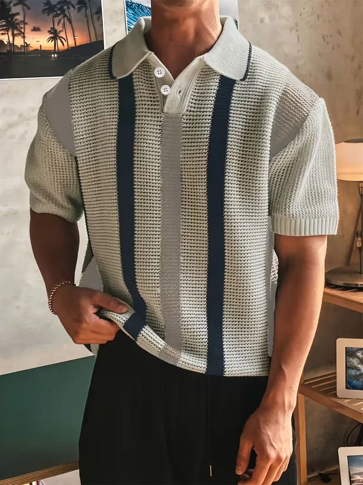 Polo met V-neck en korte mouw