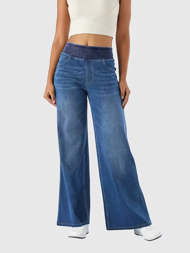 Wide leg jeans met hoge taille