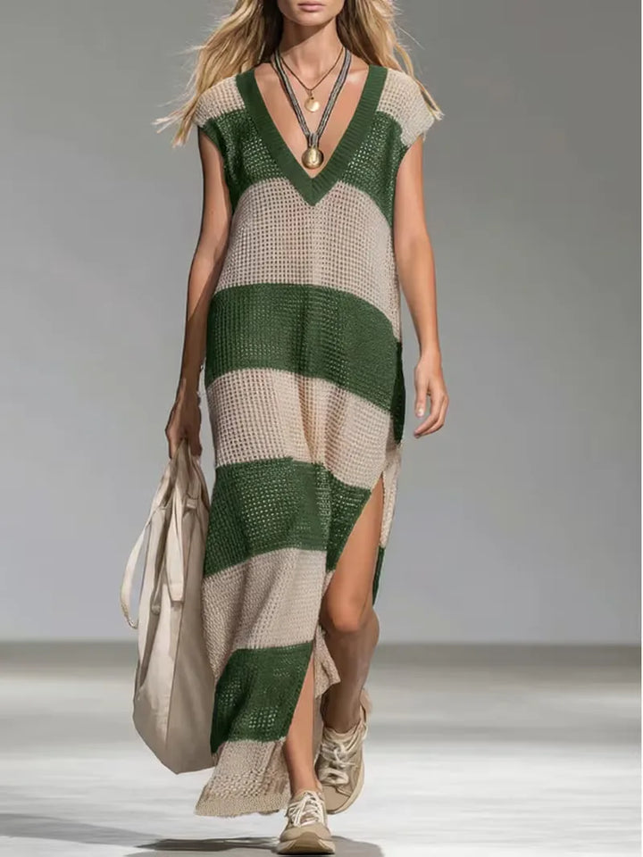 Maxi cover-up met V-hals