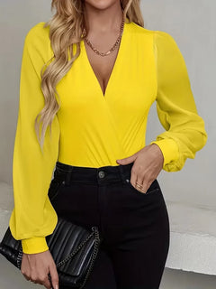 Bodysuit met V-hals en lange mouwen