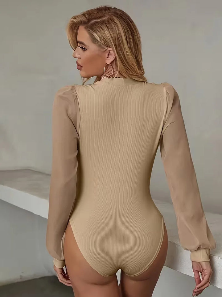 Bodysuit met V-hals en lange mouwen