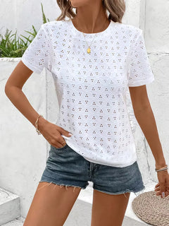 T-shirt met eyelet patroon