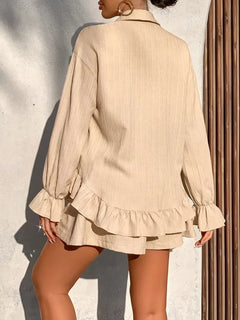 Driedelige set met ruffle details