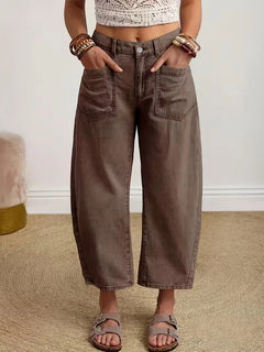Wide leg broek met knoopsluiting