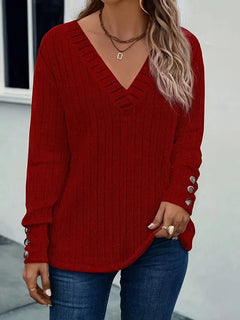 ribbed V-hals T-shirt