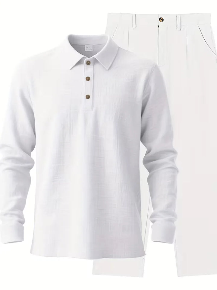 Linnen pak met mandarin collar