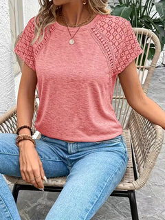 T-shirt met kantdetails korte mouw