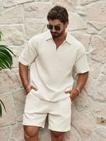 Shorts met V-neck en textuur