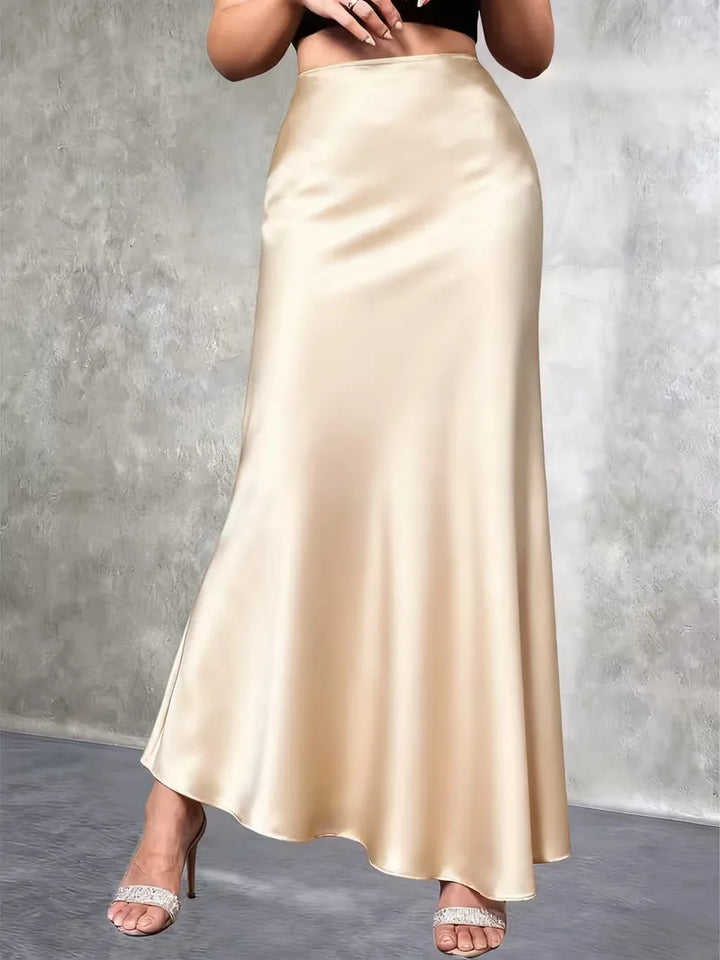 Satijnen rok met hoge taille